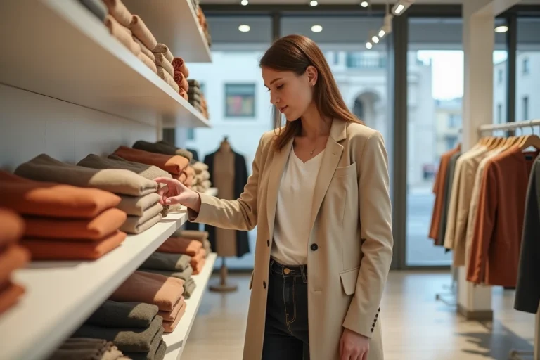 Femme examinant une étiquette de prix dans un magasin Zara en Espagne, illustrant la différence de tarification entre pays européens